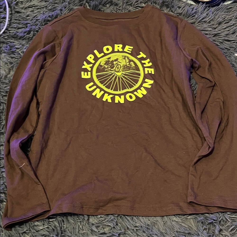 Cat & Jack Brown Shirt with Yellow Graphic